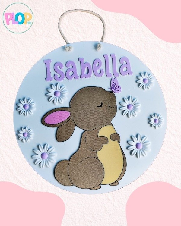 Producto - Cartel de nacimiento Conejita con flores