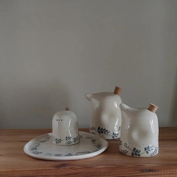 Producto - Set condimenteros con plato irregular - a pedido