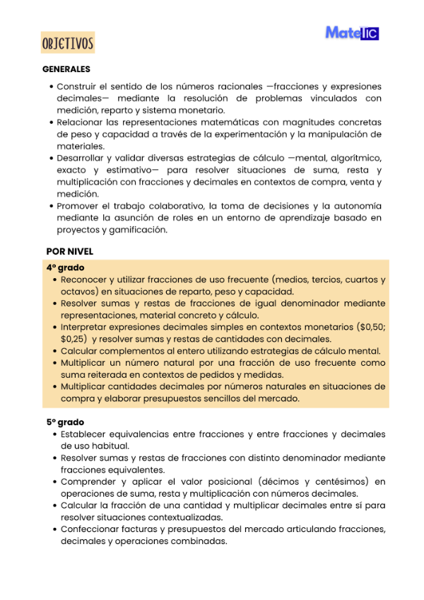 Producto - Operaciones con Fracciones y Decimales 4to - Matetic - 2