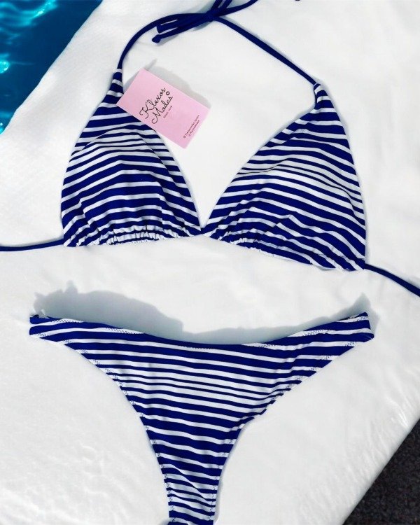 Producto - BIKINI COMBINADA AZUL CON RAYAS BLANCAS