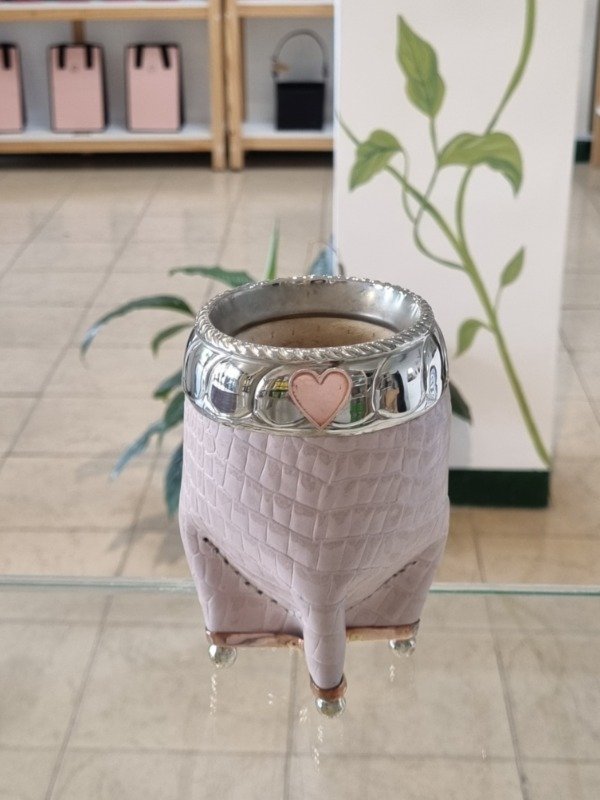 Producto - TORPEDO CUERO ROSA CROCCO + CORAZON COBRE