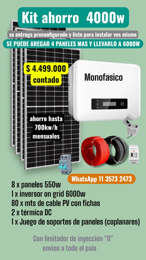 Producto - Kit Solar Ahorro 4000w Ampliable GOODWE con limitador monofásico
