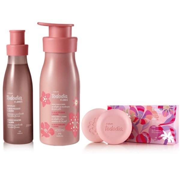 Producto - Flor de Durazno y Jazmín: body splash + crema corporal 400ml + jabones 2 de 90g - 1