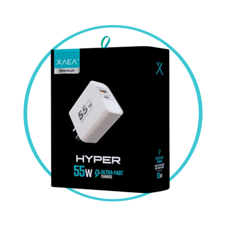 Producto - Cargador cabezal Hyper doble salida tipo C Xaea 55w carga rapida