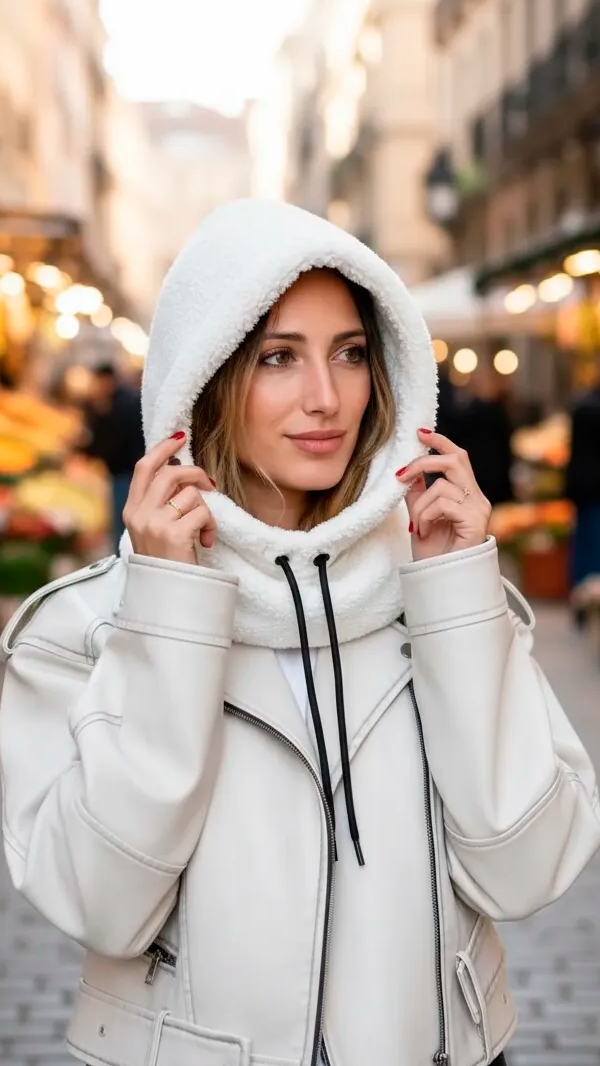 Producto - Gorro Pasamontañas Peluche Cuello Blanco