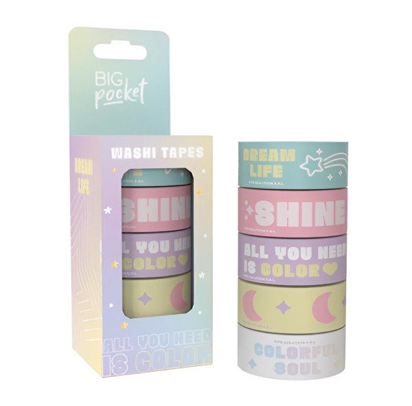 Producto - Cinta decorativa pastel x 5 unid washi tape