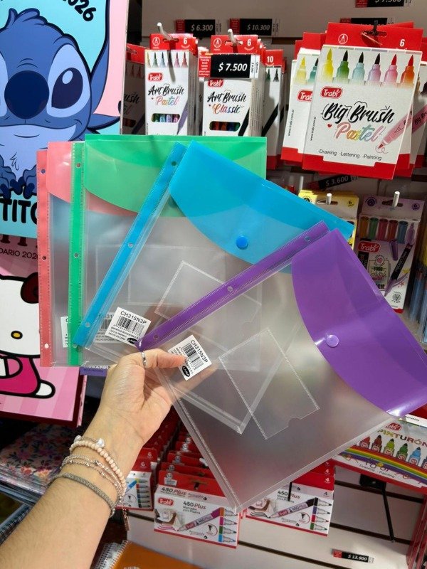 Producto - Promo x4 Sobre Pastel con Boton para Carpeta N3