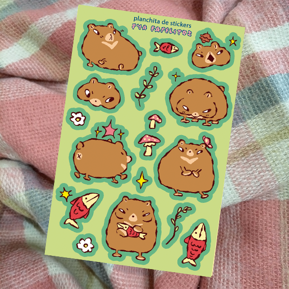 Producto - planchita de stickers "ositos del bosque"