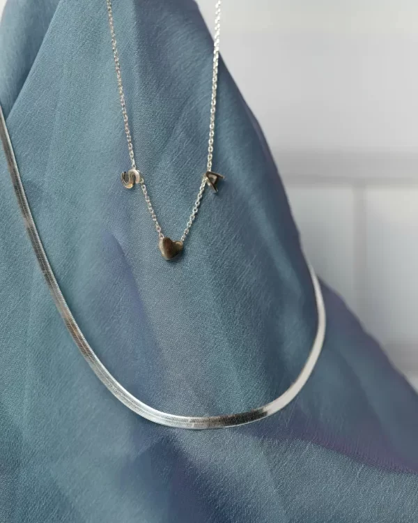 Producto - Collar doble inicial con corazón plata 925