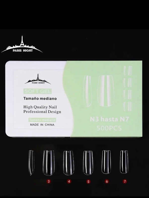 Producto - Tips soft gel París Night x 500. del nro 3 al 7 - 1
