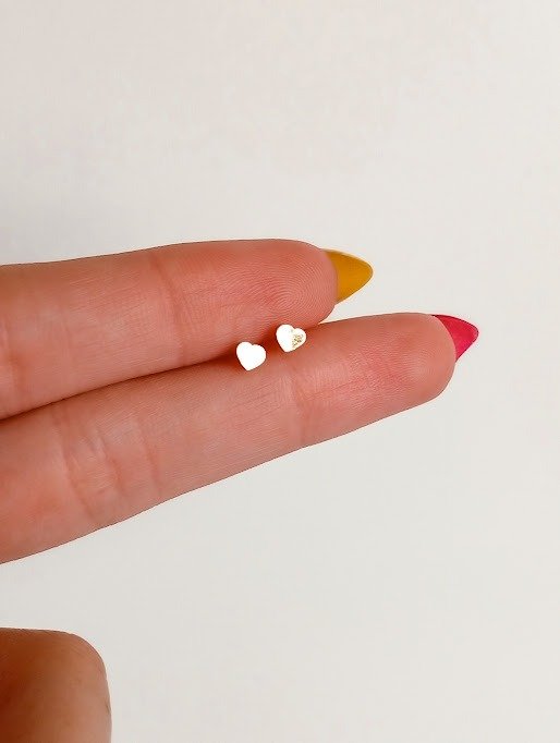 Producto - Aros miniatura corazones - Acero dorado