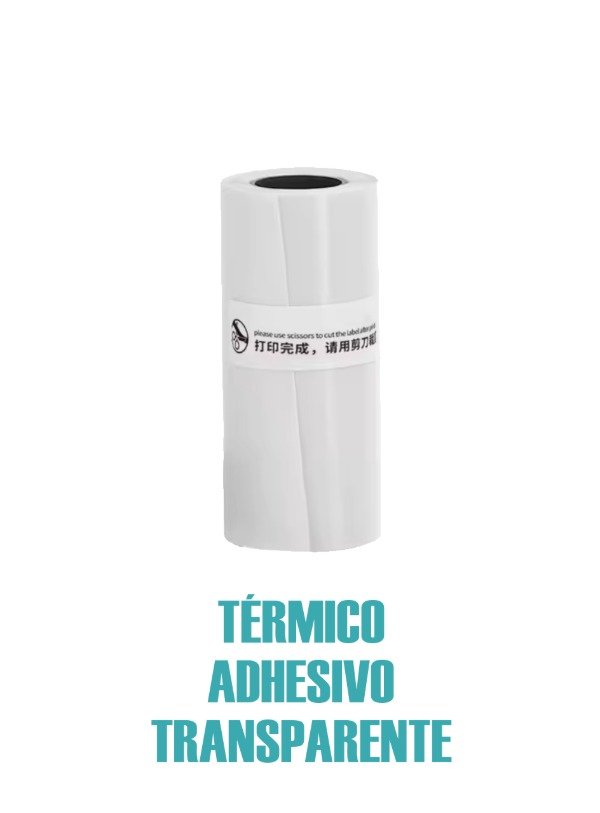 Producto - ROLLO DE PAPEL TÉRMICO TRANSPARENTE ADHESIVO PARA MINI IMPRESORA O CÁMARA - 1u