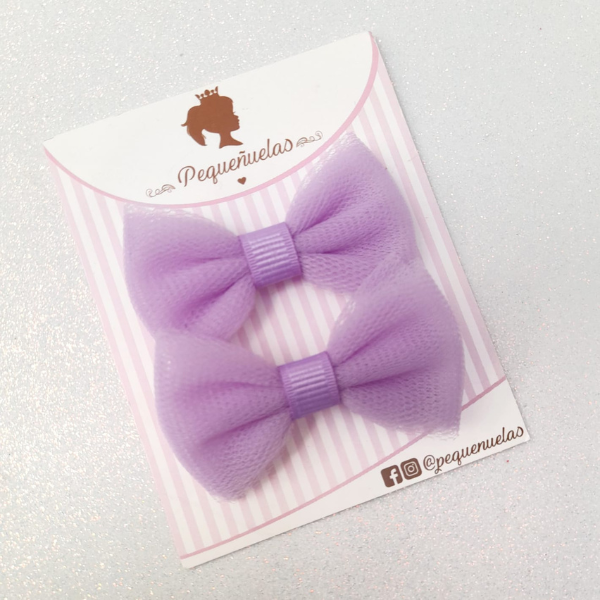 Mini moños tul lila