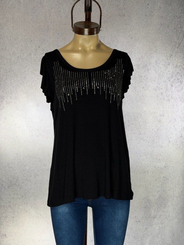 Producto - MUSCULOSA NEGRA MORLEY STRASS