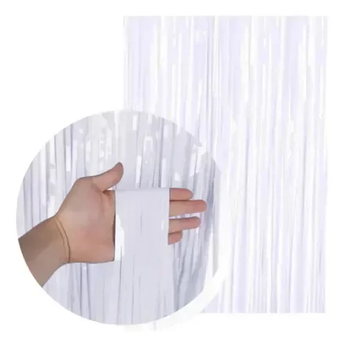 Producto - Cortina lluvia pastel color blanco