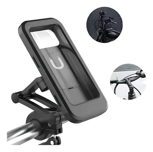 Producto - Soporte Celular Para Bici Moto Reforzado Con Visor Trasero Negro