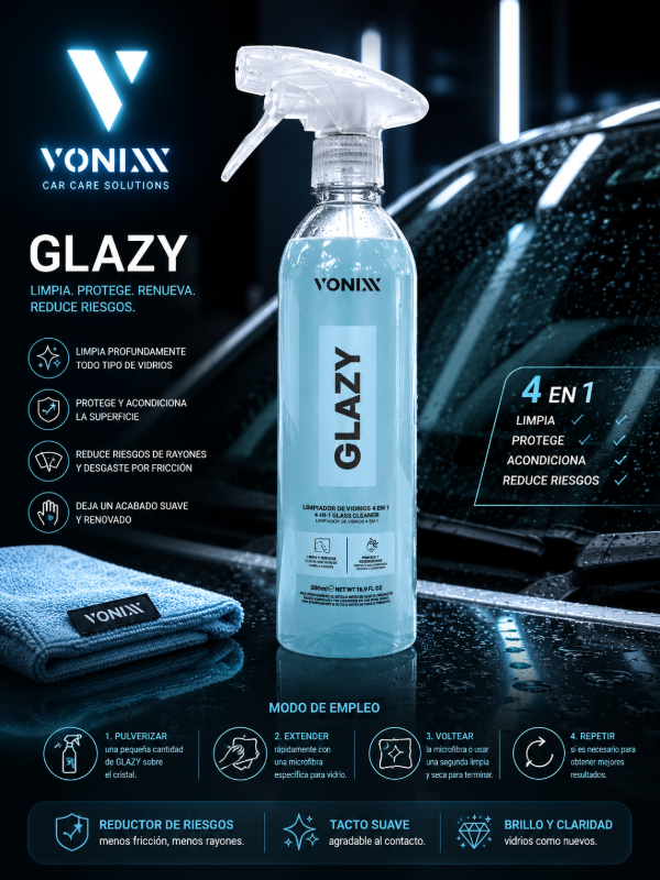 Producto - Vonixx Glazy 500ml Limpiador y Protector de Vidrios 4 en 1