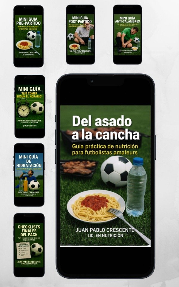 Producto - PACK COMPLETO NUTRICIÓN PARA FUTBOLISTAS AMATEURS 1 EBOOKS + 6 MINI GUIAS