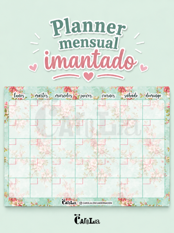 Producto - Planner mensual imantado - Flores -