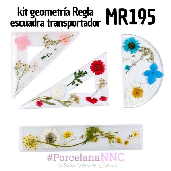 Producto - kit geometría Regla escuadra transportador MOLDES MR195