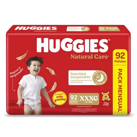 Producto - Pañales Huggies Natural Care Mensual XXXG- 92u