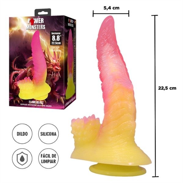 Producto - MONSTER FLAME BEAST DILDO DOBLE CON SOPAPA