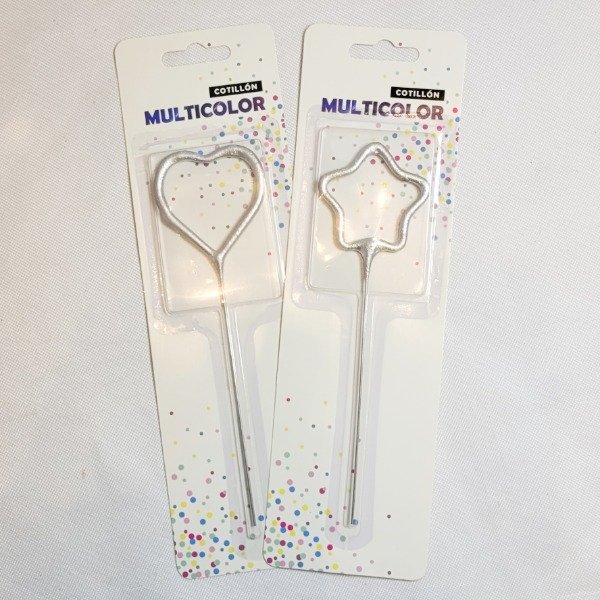 Producto - Vela sparkle forma plateado