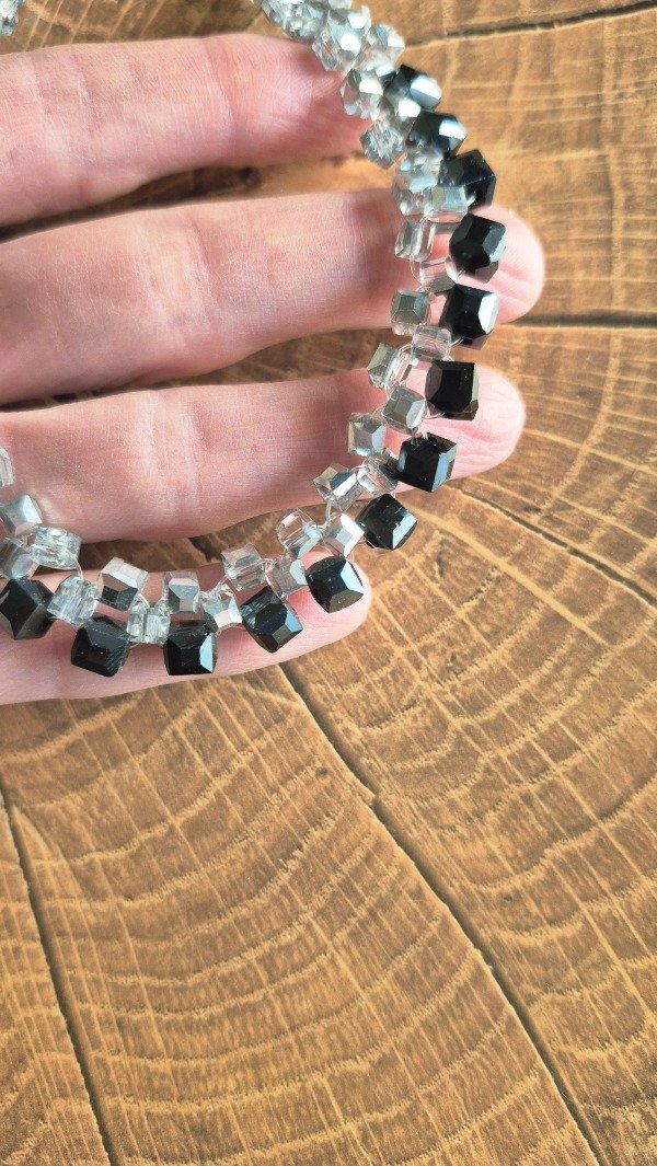 Producto - Collar Cubico Plata y Negro - 9