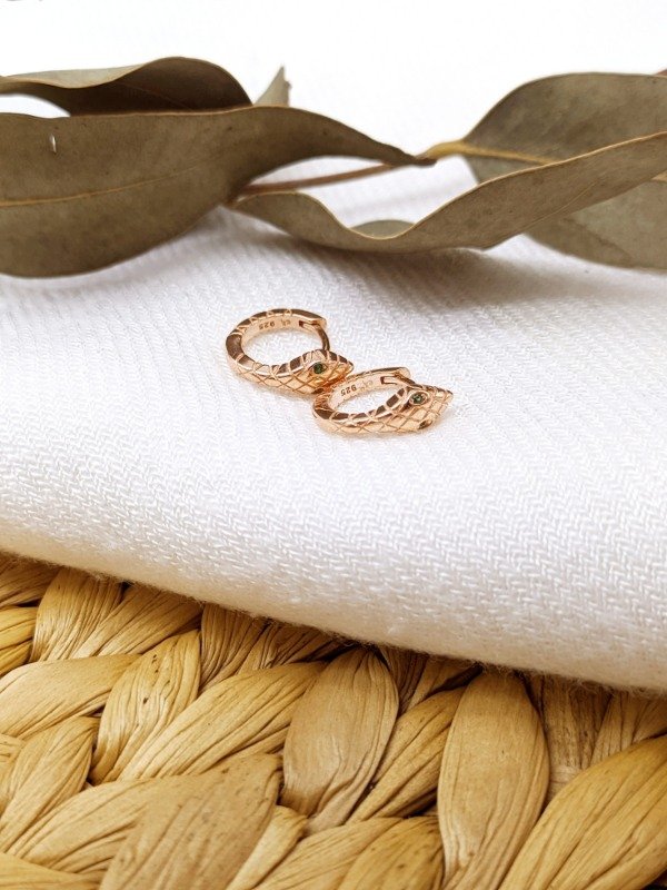 Producto - Argollas Nagini Baño de Oro Rosa 12 Milímetros