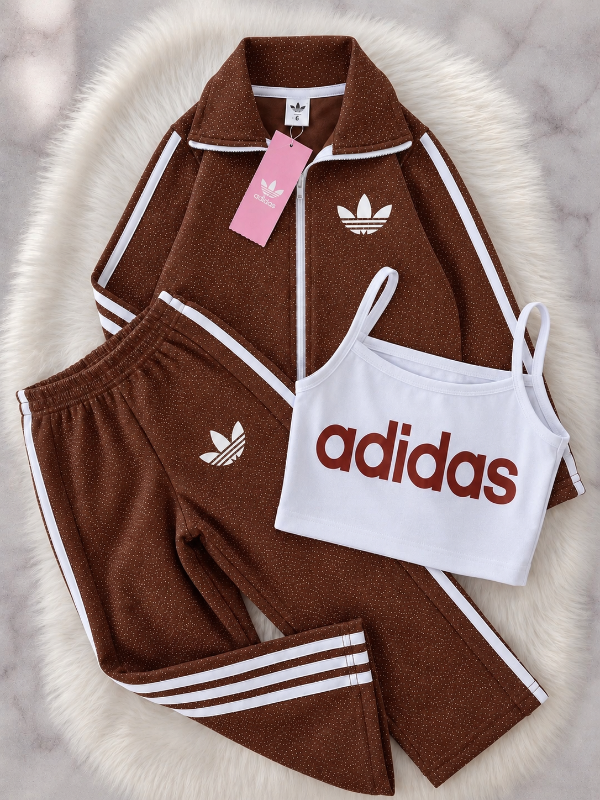 Producto - TRIO ADIDAS GLITTER MARRÓN (CAMPERA + TOP + PALAZO)