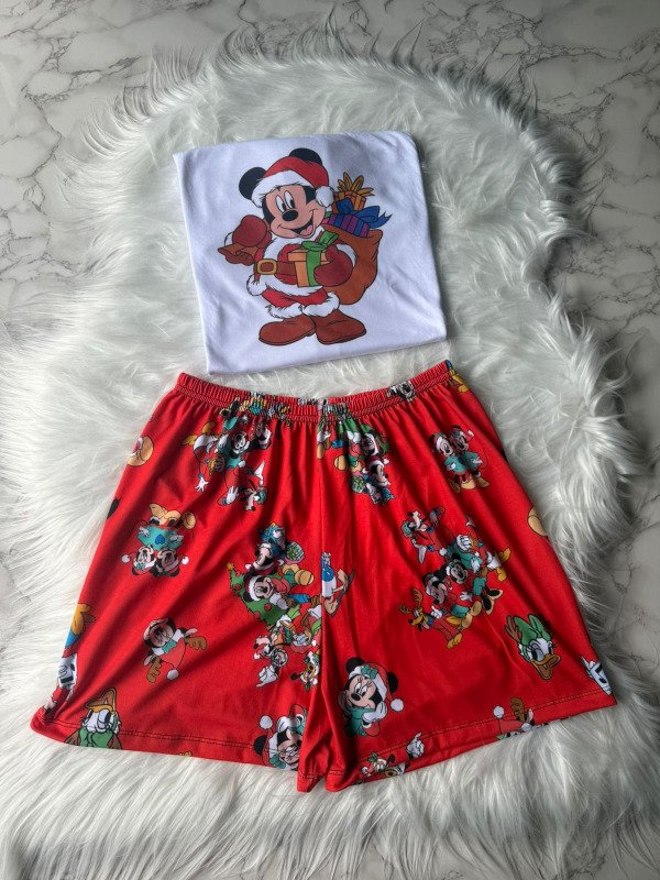 Producto - Pijama animado corto + remera manga corta - Mickey Navidad