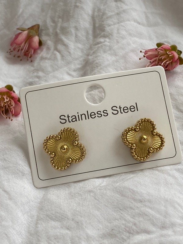 Producto - Aros tréboles dorado