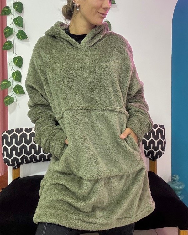 Producto - MaxiBuzo Teddy- verde seco