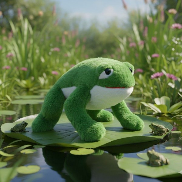 Producto - Peluche ranita gigante con sonajero 34x30 cm