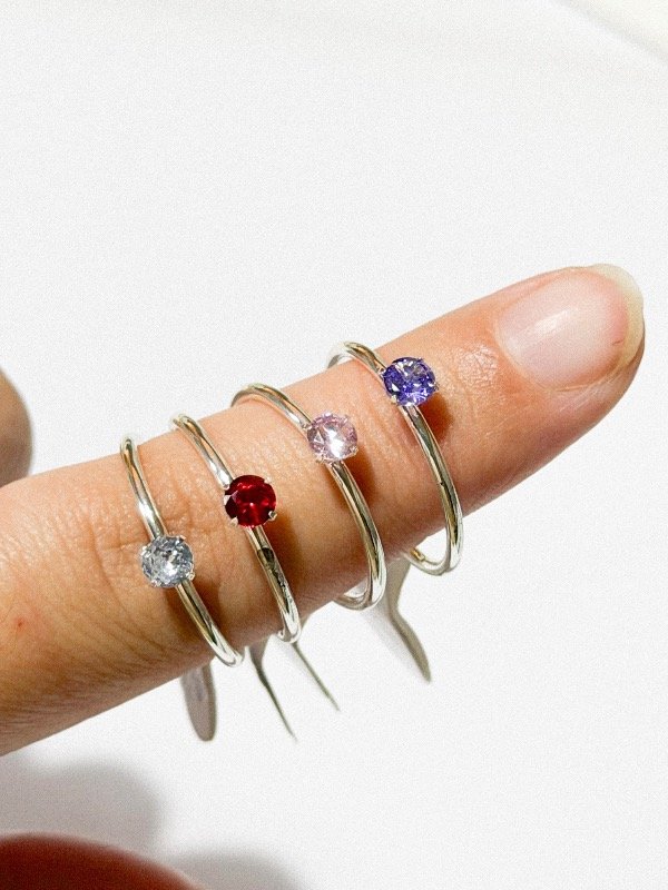 Producto - Anillo cintillo cubic colores-acero blanco