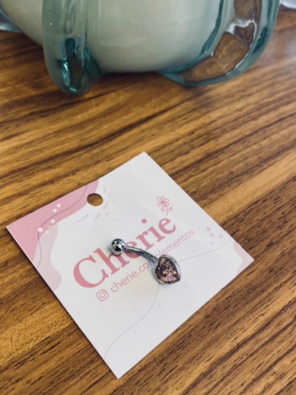 Producto - Piercing ombligo corazón rosa