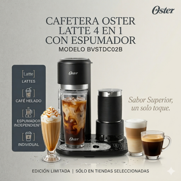Producto - CAFETERA OSTER LATTE 4 EN 1 CON ESPUMADOR BVSTDC02B