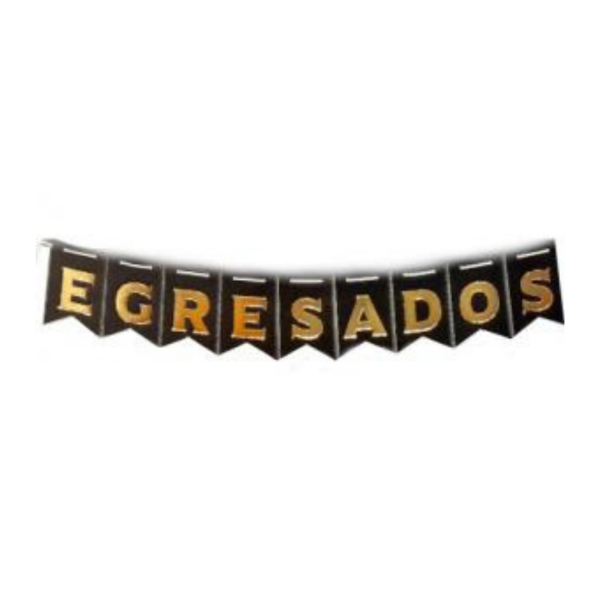 Producto - Banderin EGRESADOS con stamping color negro letra dorada