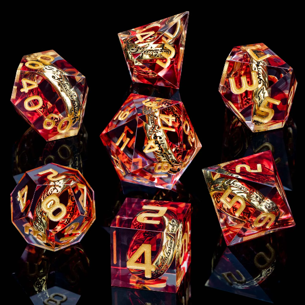 Producto - Dados Rojos con anillo - Anillo Unico - Señor de los Anillos