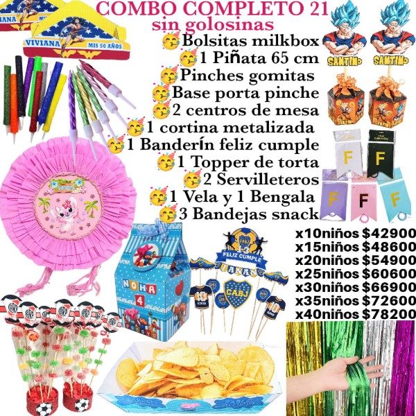 Producto - Combo completo 21 personalizado sin golosinas