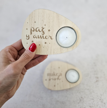 Producto - Porta vela "paz y amor"