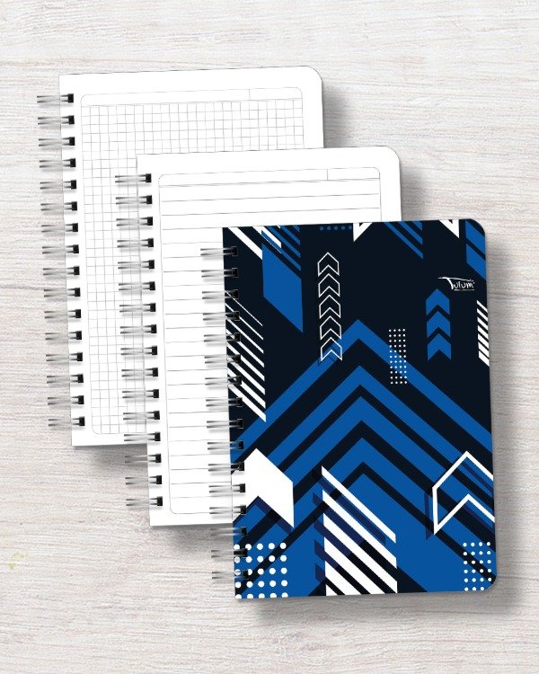 Producto - Cuaderno A5 tapa rígida plástica 120h dis. flechas azul