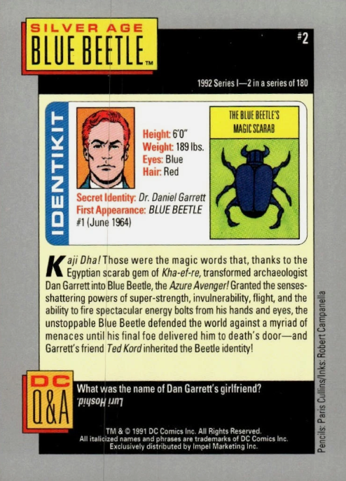 Producto - 1992 Impel DC Comics Cosmic #2 - Blue Beetle SA - 1