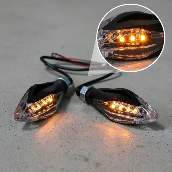 Producto - PAR DE FAROS GIRO MOTO AMBAR UNIVERSAL ESTRIADO 12V 5W