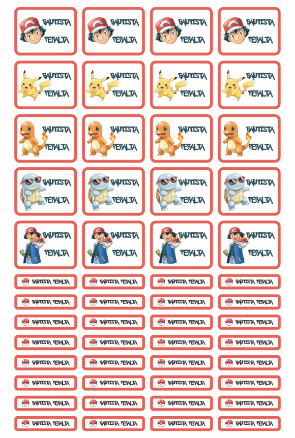 Producto - Etiquetas Escolares - Pokemon
