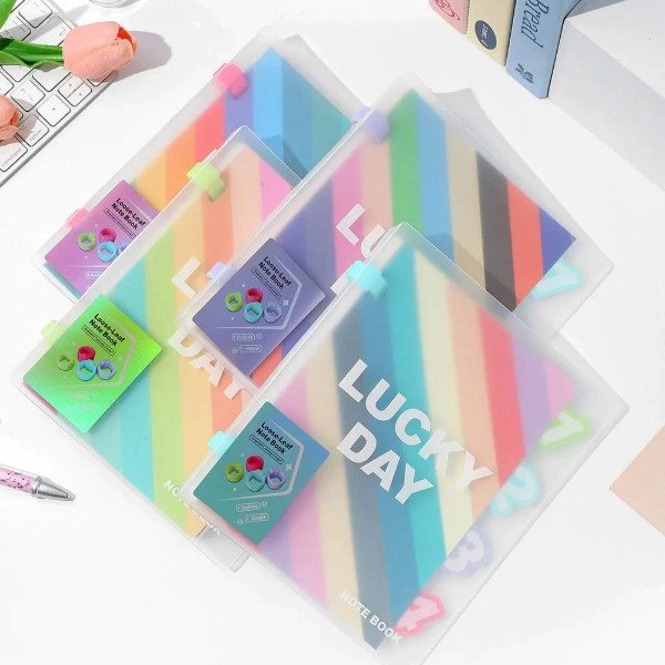Producto - Cuaderno A5 con 4 Divisiones y Protector Plástico Lucky Day BM