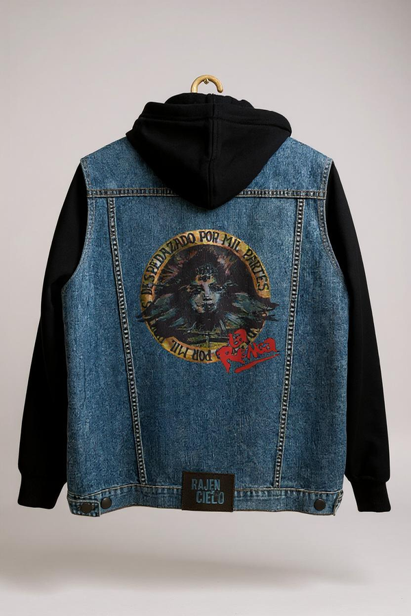 Producto - Campera De Jean Con Mangas y Capucha de Frisa - Despedazado por mil partes