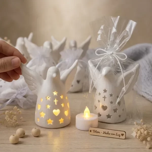 Producto - Pack Espíritu Santo o paloma souvenirs con vela led - 0