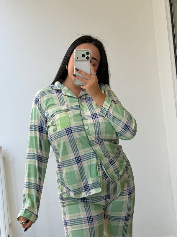 Producto - Pijama Camisetero escocés verde
