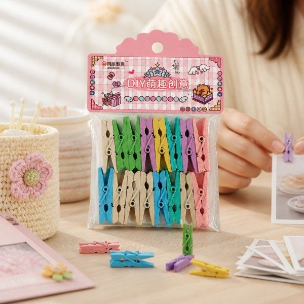 Producto - BROCHES DE MADERA PARA ARTESANIAS COLOR PASTEL 3.5CM X16U - 2